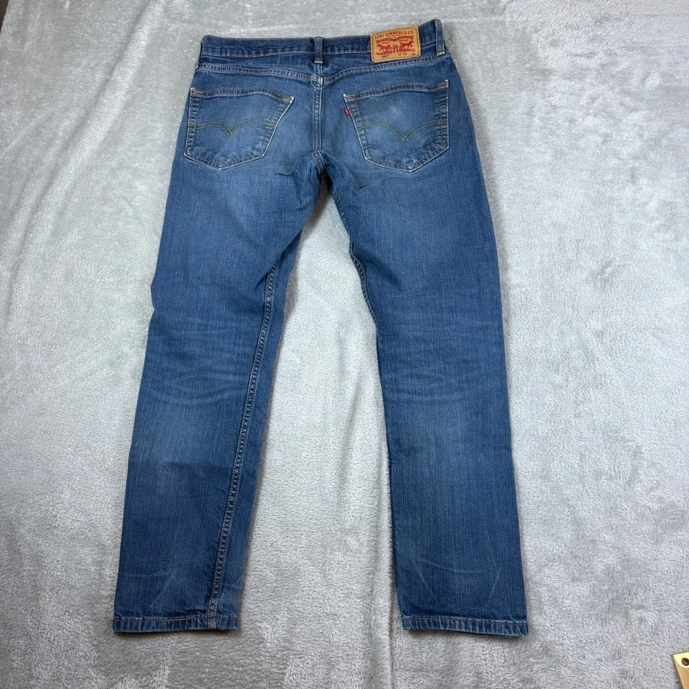 Levi's Jeans Men 31x30 (Fits 32x28) 502 Taper Whisker Faded Blue Regular Stretch